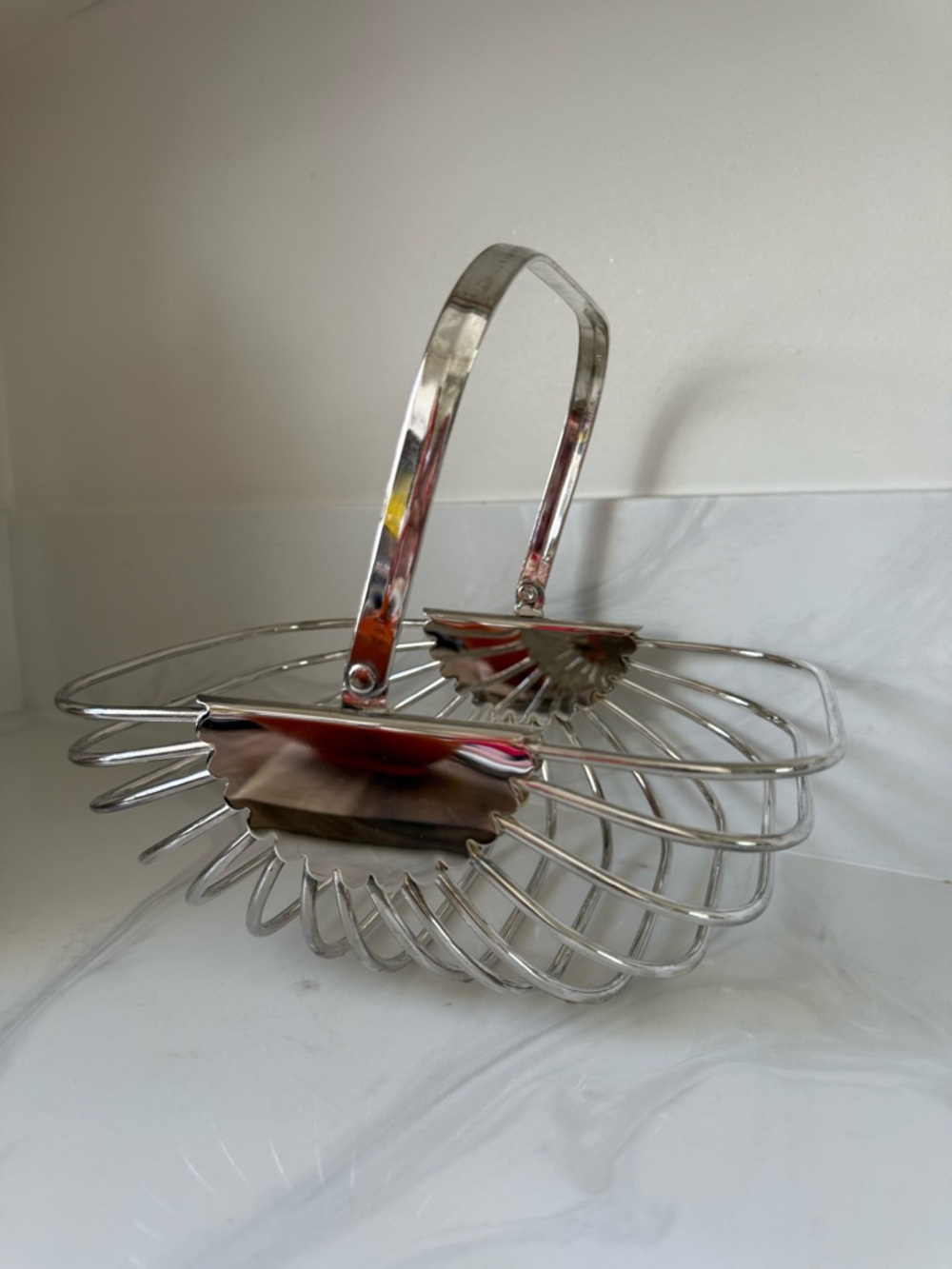 Silver plated Basket with Foldable Handle